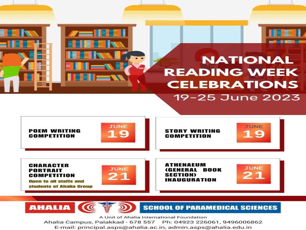 National Reading Week Celebrations 2023 Ahalia School of Paramedical